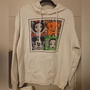 Disney Dirty White Hoodie with Colorful Graphic